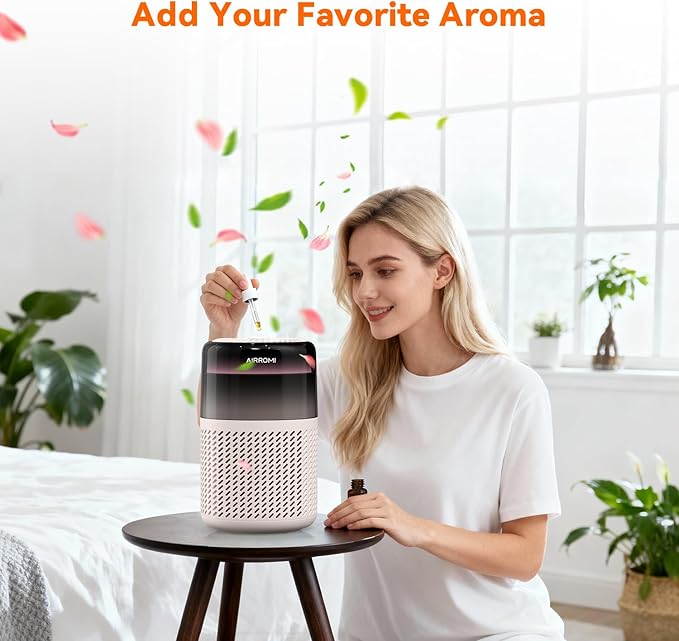 AIRROMI HEPA Air Purifier for Bedroom&Home,Pet Air Purifier for Home Pets,Removes Pet Odor,Cat Litter Smell,Dust,Smoke&Allergies,Quiet Room Air Purifier with Scents,360°Air Cleaner,A2005 Beige