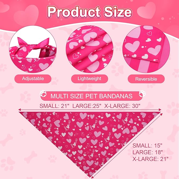 Valentines Dog Bandana St Patricks Day and Easter Dog Bandana XLarge 3PCS, Colorful Scarf for Boy and Girl, Triangle Reversible Bibs.