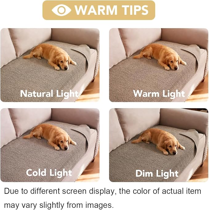 H.VERSAILTEX Non Slip Pet Couch Cover Chenille Dog Bed Protector Thick Soft Sofa Slipcover Pet Friendly Washable Couch Cushion Covers for Pets (68" x 82", Sand)