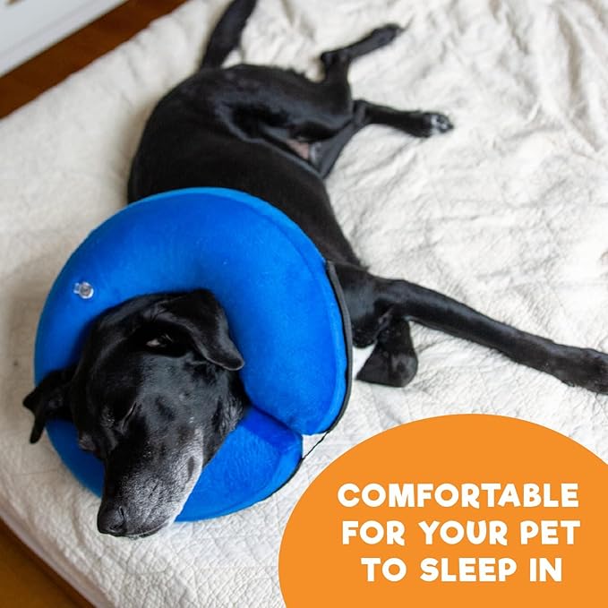 BENCMATE Inflatable Dog Cone Collar Alternative, Soft Dog Cone for Small Medium Large Dogs and Cats, Neck Recovery ECollar Donut Collar After Surgery (X-Small，Blue)