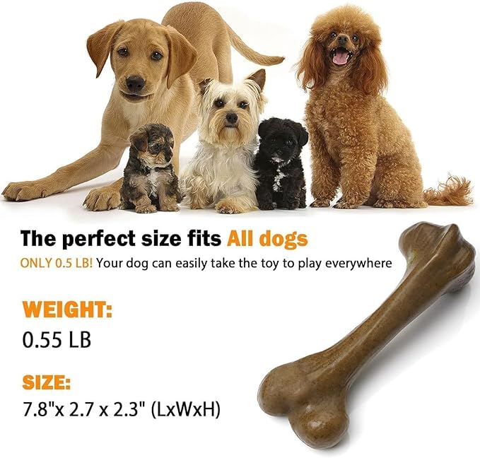 Tough Dog Toys for Aggressive Chewers, Indestructible Dog Toys, Nylon Dog Bones, Durable Tough Puppy Teething Toys, Interactive Dog Toys for Medium Large Breed, Best Gift for Dogs, Beef Flavor