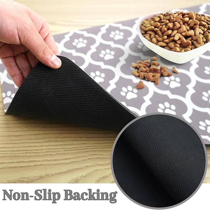 Dog Food Mat 16X24 Inch Pet Feeding Absorbent Mats for Floor Cat Water Bowl Placemats Non-Slip Washable Dog Mat for Food and Water