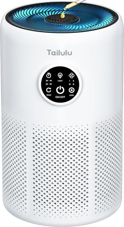 Air Purifiers for Home Pets Large Room Up to 1360 Ft², Tailulu D10 HEPA Air Purifiers for Bedroom with 15dB Sleep Mode, Air Filter for Pet Dander Smoke Odor Dust Pollen with Timer Fragrance Sponge