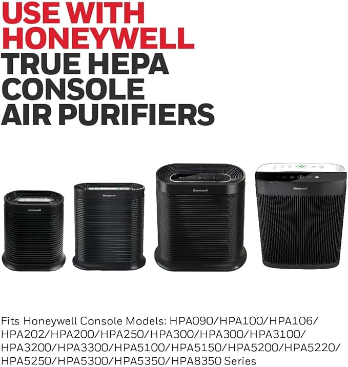 Honeywell HEPA Air Purifier Filter R, 1-Pack for HPA 100/200/300, 3000 and 5000 Series - Airborne Allergen Air Filter Replacement Targets Wildfire/Smoke, Pollen, Pet Dander, and Dust
