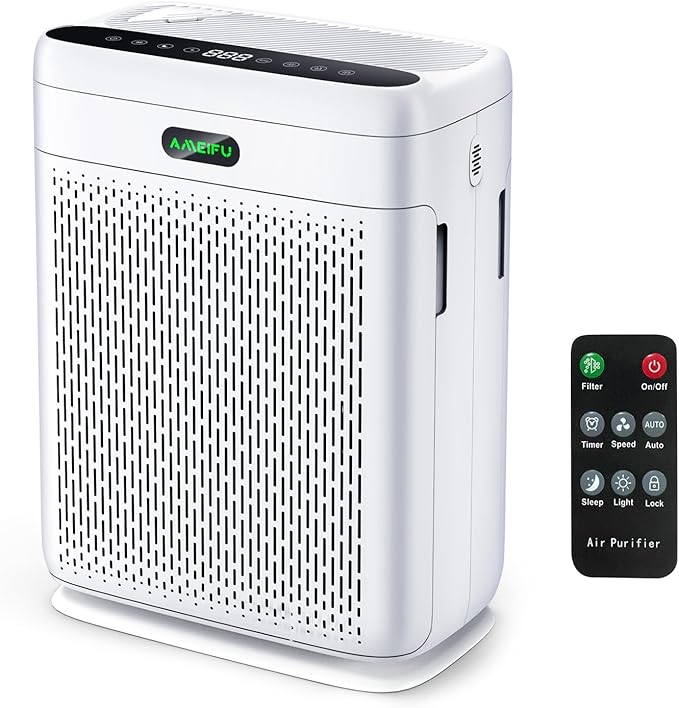 Air Purifiers for Home Large Room with Remote, Up to 3000 Sq Ft, H13 Hepa Double-Sided Air Filter Purifier with PM 2.5 Display Air Quality Sensor, Pet Air Purifier for Pets Hair, Pollen, Dander, Smoke