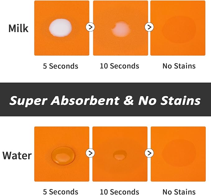 Dog Food Mat - Absorbent Cat Mat for Food and Water, No Stains Pet Feeding Bowl Mat, Easy to Clean Pet Placemats, Quick Dry Dog Water Dispenser Mat for Messy Drinkers | Orange 18"x 28"