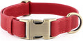 Plutus Pet Genuine Leather Dog Collar – Adjustable Pet Collar with Quick Release Metal Buckle, Soft Real Leather for Small Medium Large Dogs, Heavy Duty & Skin-Friendly (Red, L)
