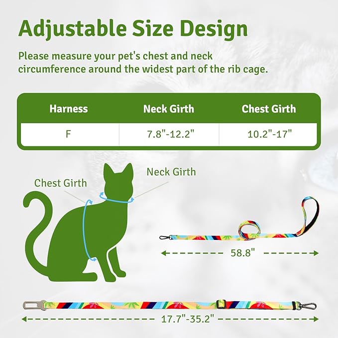 Cat Harness and Leash Set, Anti Escape Adjustable Cat Leash, Comfortable Soft Lightweight, Use Safe & Easy, Suitable for Small, Walking Kitten Harness for Large Medium Small Cats, Maple Leaf Red