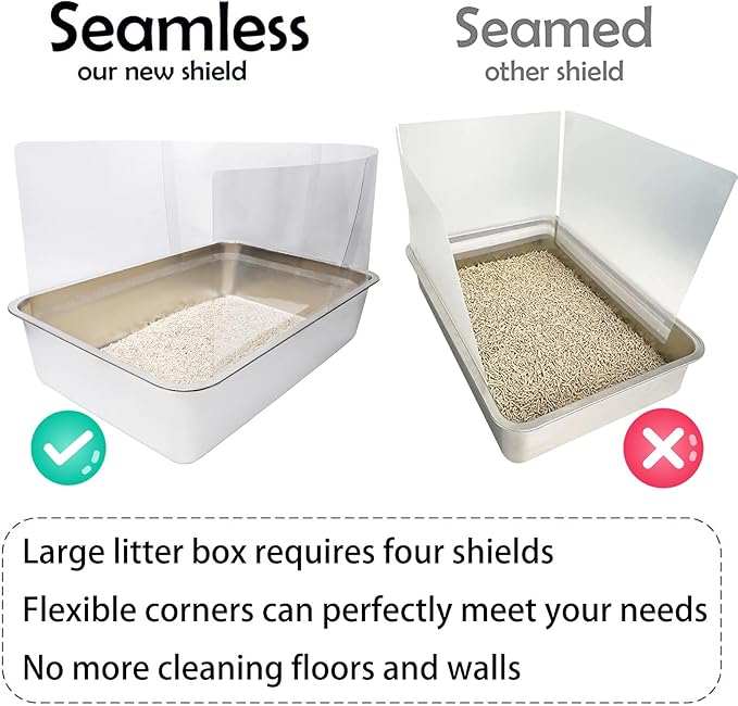 6PCS Cat Litter Box Pee Shields,Transparent Easy Clean Splash Guard for Open Top Litter Pan 14.5×11.5in- Litter Box Not Included(6, Clear)