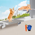 2 in 1 Cat Window Perch,Cat Window Hammock with Metal Sliding Clamping Adjustment,Removable Two Fabrics Cover,4 Suction Cups,Window Beds for Indoor Cat(22"x13")