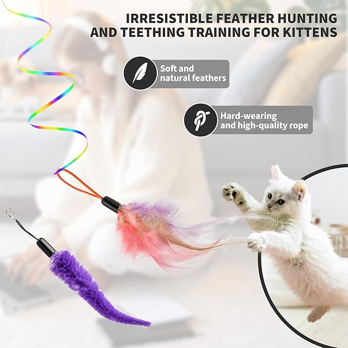 Interactive Cat Toys for Indoor Cats,Automatic Hanging Electric Cat Teaser Door Frame & Doorway,Flying Bird Feather Mouse Wand Enrichment Chase Toy,Safe Self Play for Bored Multi Cats Households