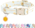 Faygarsle Sunshine Pattern Dog Collar, Adjustable Cotton Fabric, Cute Design for Small Medium Large Dogs S