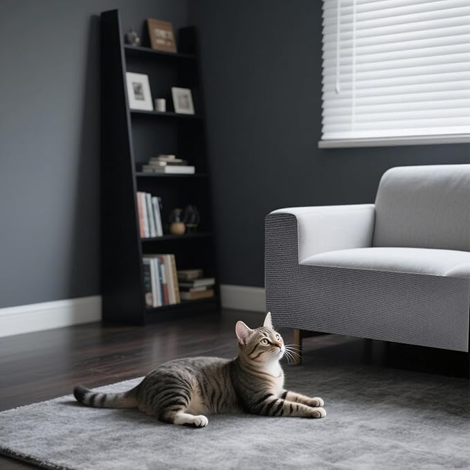 ASENKU Cat Scratch Furniture Protector, Trimmable Self-Adhesive Couch Protector from cat Claws, DIY Climb Cat Scratcher Mat for Covering Cat Tower (AshGray,39.3x15.8In)