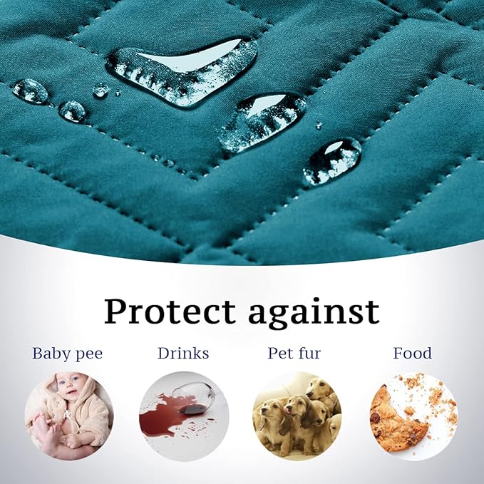 H.VERSAILTEX Reversible Loveseat Cover Furniture Protector Anti-Slip Water Resistant 2" Elastic Straps Couch Covers Pets Kids Fit Sitting Width Up to 46"(Love Seat: 75" x 90", Dark Teal/Beige)