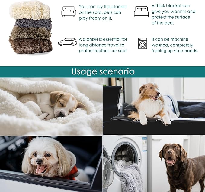 gogobunny Waterproof Dog Blanket for Couch & Furniture Protection - Super Soft Reversible Throw for Large Dogs & Cats, Calming Washable Fur & Sherpa Pet Blanket (33x77 Inch, Light Grey)