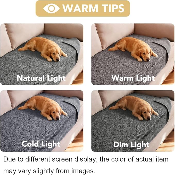 H.VERSAILTEX Non Slip Pet Couch Cover Chenille Dog Bed Protector Thick Soft Sofa Slipcover Pet Friendly Washable Couch Cushion Covers for Pets (30" x 70", Gray)