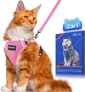 Halypet Cat Harness and Leash Set [ MAX Safety Third Generation ] Escape Proof Soft Adjustable Cat Leash Breathable Comfortable Vest Easy to Wear Kitten Harness for Outdoor Walking