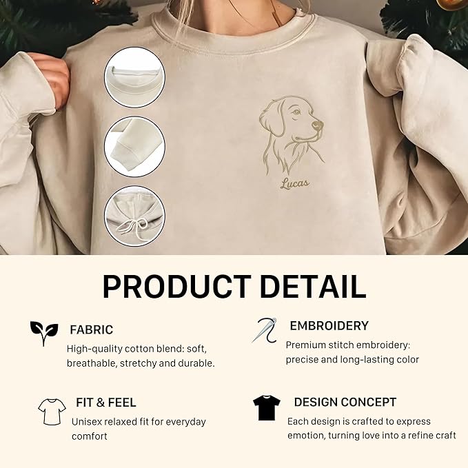 VIOLAVA Custom Cat Embroidered Christmas Sweatshirt – Personalized Pet Name Holiday Crewneck, Festive Gift for Cat Lovers