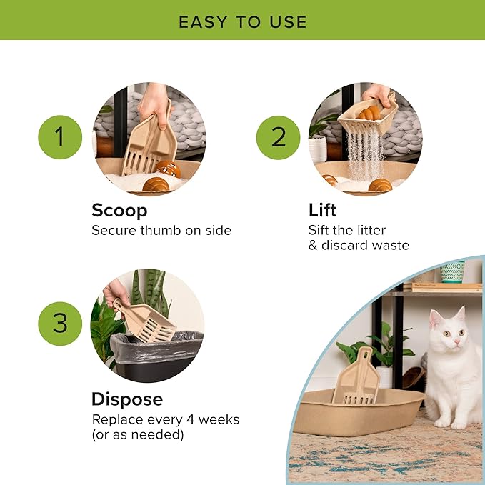 Kitty Sift FiberScoop Disposable Litter Scoop, Plastic-Free & Sustainable - Natural, One Size