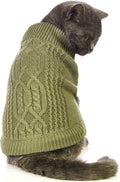 Stretchy Cat Sweater - 17 Colors & 6 Sizes | Snug Winter-Ready Knit for Boy/Girl Cats & Kittens(Olive Green, Medium)