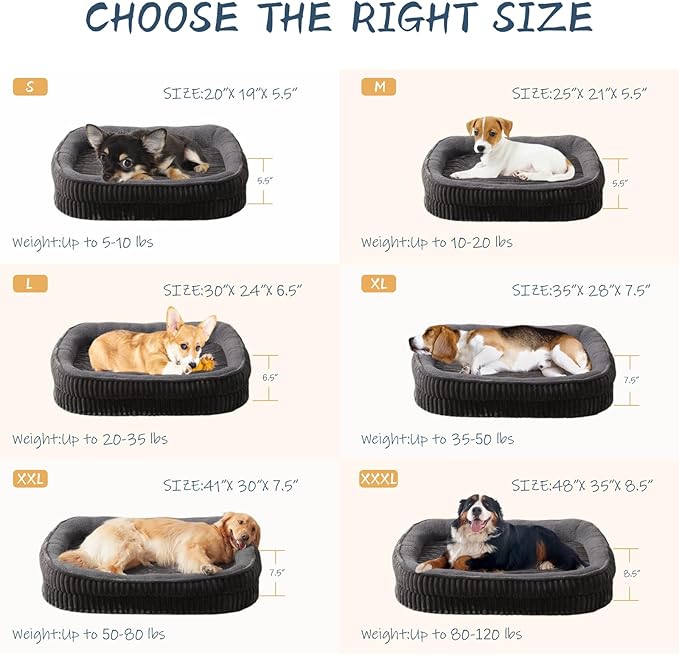 Orthopedic Dog Bed for Medium Dogs Breeds, High Density Egg Crate Foam Dog Sofa Beds,Oval Kennel Bed, Pet Couch Bed with Four Sided Bolster, Removable Washable Cover& Non-Slip Bottom