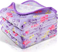 Tatuo 4 Pcs Dog Blanket for Pet Cat Blankets Indoor Puppy Teething Stuff Toys Paw Print Fleece Soft Blanket Sleep Mat for Guinea Pig Cage(Purple,Medium(30 x 20.5 Inch),Square)