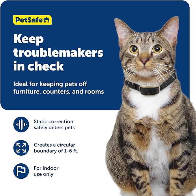 PetSafe Pawz Away Indoor Pet Barrier - Battery-Operated Indoor Invisible Containment Area with Adjustable Compatible Collar - Easy Setup for Furniture Protection