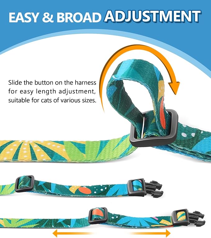 Halypet Cat Harness and Leash Set, Escape Proof [3 in 1 Adjustable & Lightweight] Cat Harness, Soft Comfortable Kitten Harness for Cats Safe, Easy to Wear, Outdoor Walking Travel