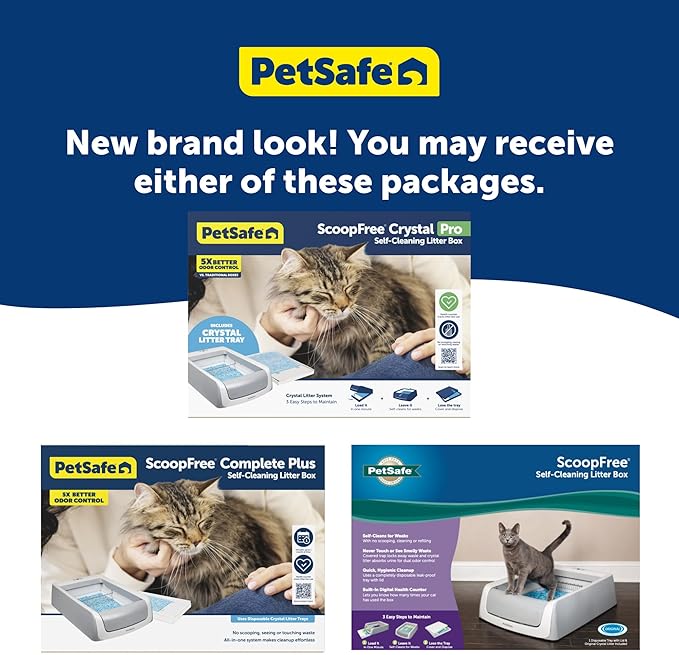 PetSafe ScoopFree Crystal Pro Legacy Self-Cleaning Automatic Litter Box - Uncovered Motion-Sensing Cat Box with Integrated Health Counter - Includes 1 Disposable Crystal Litter Tray