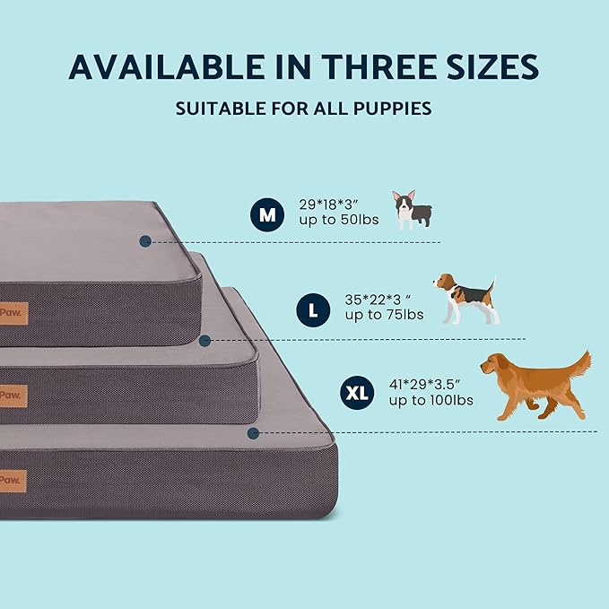 Large Cooling Dog Bed, Waterproof Pet Bed for Indoor & Outdoor Use, Machine Washable Cover with Non-Slip Bottom (35" x 22", for Dogs up to 75lbs)