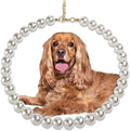 Chunky Pearl Dog Collar Large Breed (0.55 Inch), Adjustable Dog Necklace, Beaded Dog Collar Imitation White Pearls, Elegant Dog Jewelry Suit for Medium Large Dog 17"-19.8" Inner Circumference