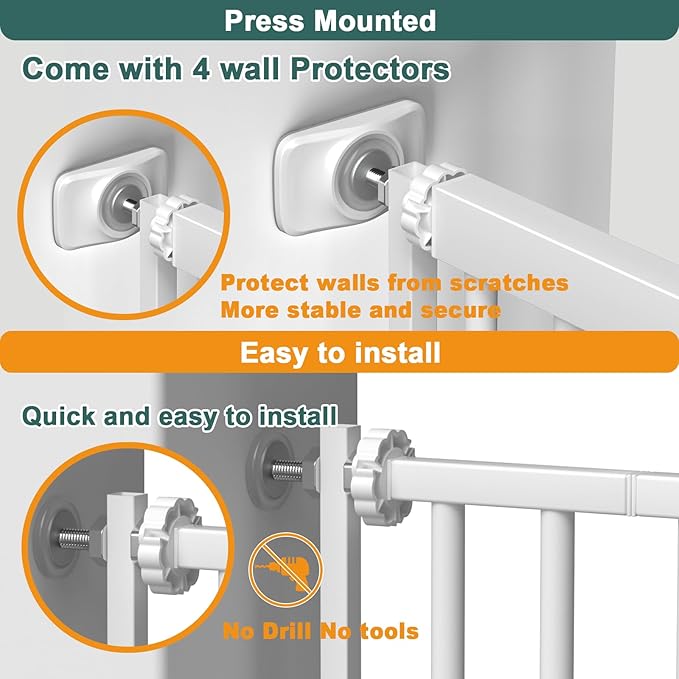 40.55" Tall, 30.11-34.05 Inch Wide, 1.37" Ultra Narrow Spacing Dog Pet Baby Gate Indoor for Doorway Hallway, Pressure Mounted 31 32 33 34 Inches Wide