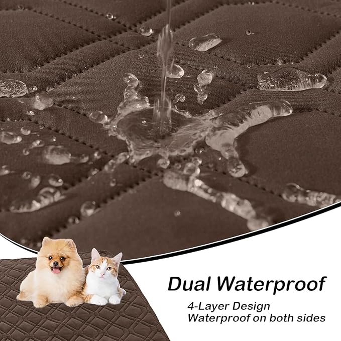 hyha Waterproof Dog Bed Blanket, Soft Pet Blankets, Waterproof Couch Cover for Dogs, Reversible Sofa Covers Washable for Furniture (82x102 Inch, Chocolate/Beige)