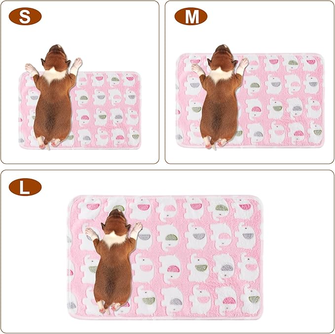 1 Pack 3 Blankets Super Soft Fluffy Premium Fleece Pet Blanket Flannel Paw Printed Throw for Dog Puppy Cat (Medium 30x20'', Pink, Yellow, Blue)