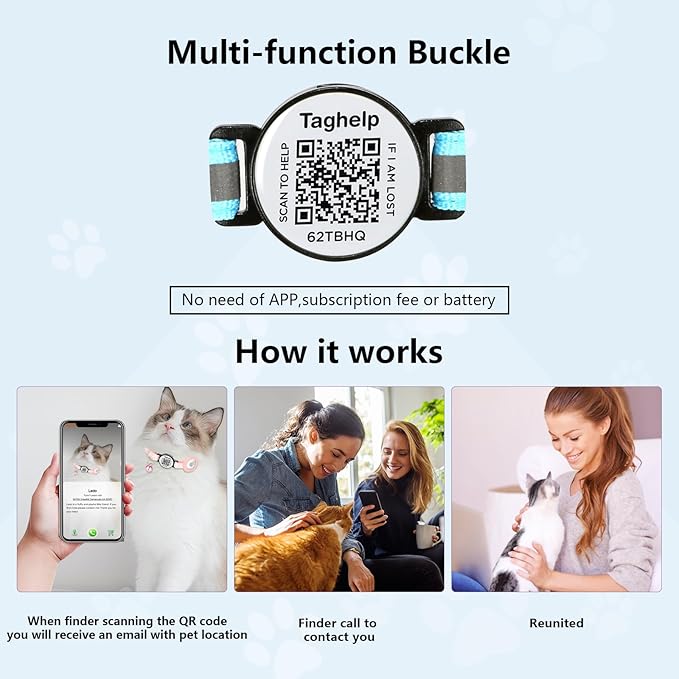 Reflective Kitten Collars with Bell,Cat Collar Breakaway with QR Code Name Tag, Cat ID Tag Personalized, Ultra-Durable, Adjustable, Quick Release, Fits Most Girl Boy Small Large Cats (Black)