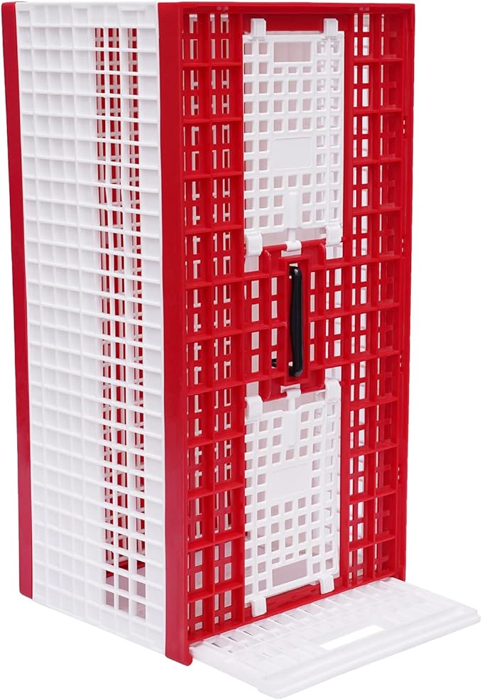 Plastic Foldable Pigeon Carrier Cage, Racing Pigeon Carrier Box with Handle 23.6"X12.2"X10.2" Portable Bird Travel Carriers Cage Bird Training Basket with 2 Side Doors and 2 Top Department