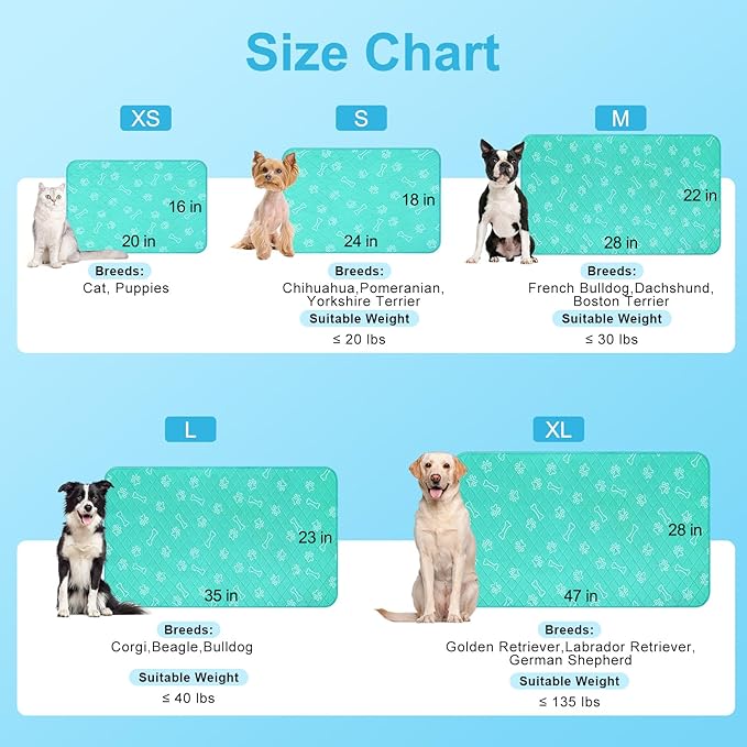 BEAUTYZOO Upgraded Dog Self Cooling Mat Ice Silk Chill Pads for Small Medium Large Dogs Q-MAX＞0.43- Summer Reusable Pet Training Pad - Absorbent Non-Slip Cool Mat for Kennels, Crates, Beds, 22" x 28"