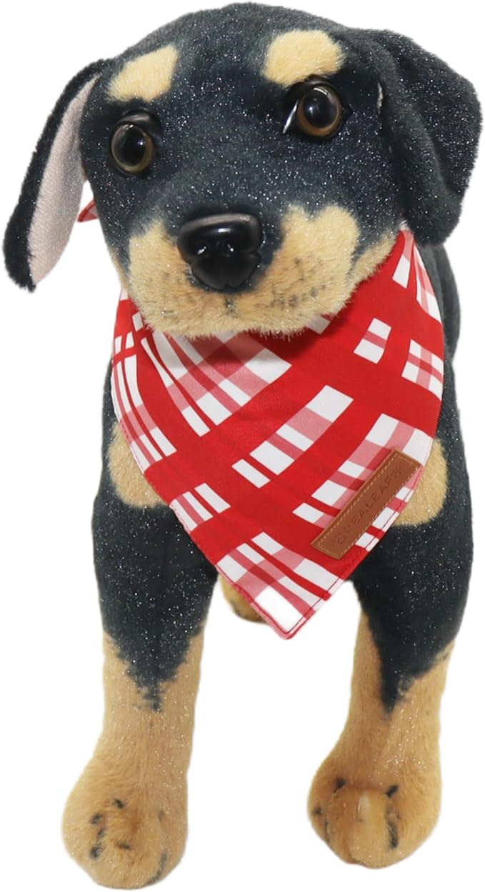 Realeaf Valentine's Day Dog Bandanas 2 Pack, Reversible Red Plaid Heart Dog Scarf for Boy and Girl, Premium Durable Fabric, Holiday Love Bandana for Large and Extra Large Dogs Pets (Small)
