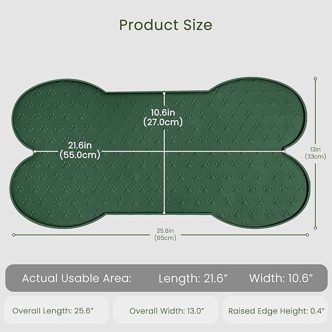 Dog Food Mat Anti-Slip Silicone Dog Bowl Mat Thicker Pet Placemat Waterproof Cat Feeder Pad with Raised Edge Puppy Kitten Feeding Mats Suitable Small Medium-Sized Dogs Cats Eating Tray
