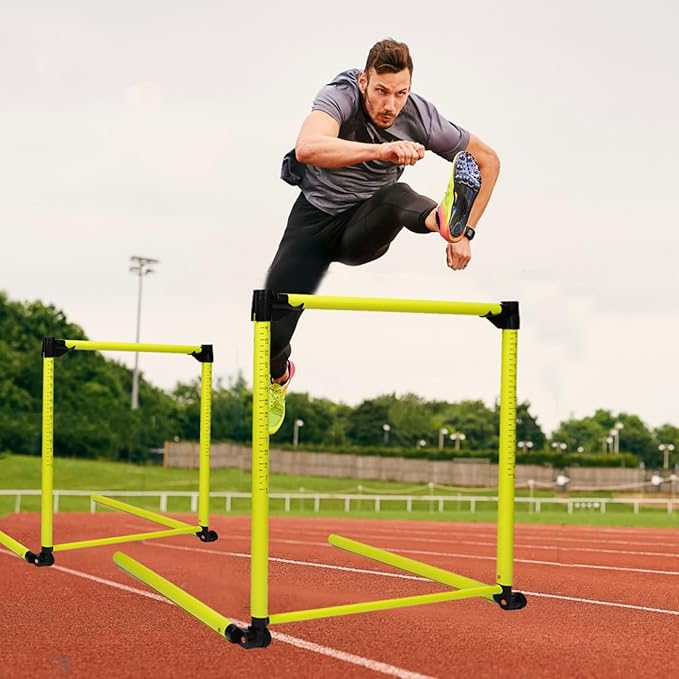3Pcs Hurdles Training Equipment, Adjustable Height Hurdles Track and Field, Agility Speed Jumping Training Equipment for Soccer Basketball Football Dogs, Detachable-Green