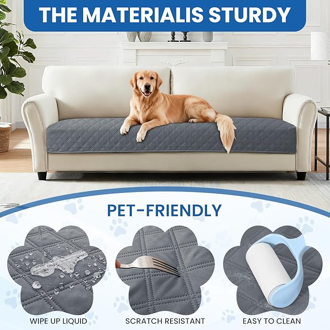 Waterproof Dog Bed Cover, Non-Slip Dog Blanket for Couch, Couch Covers for Dogs Washable, Pet Blanket for Furniture, Pet Bed Mat for Sofa, Car, Pet Supplies (82x102 Inch, Dark Grey)