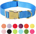Nylon Dog Collar - Adjustable Blue Soft Webbing Dog Collars for Small Medium Large Dogs Boy Girl Puppy Collar with Safety Metal Buckle M