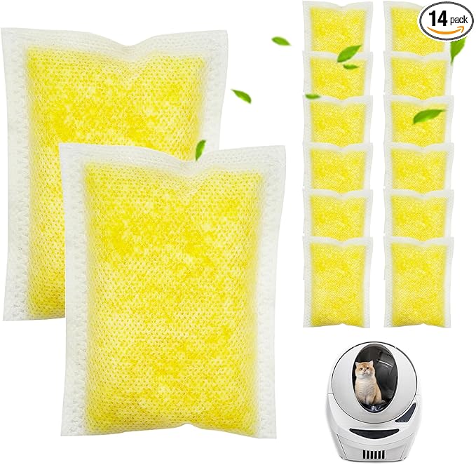 14 Packs Cat Litter Deodorizer Compatible with Whisker Odor Trap Pack Refills Litter Robot 4 Filter, Cat Litter Odor Eliminator for Self-Cleaning Litter Box Accessories, Cat Box Deodorizer