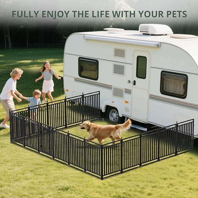 Dog Playpen Metal Dog Fence Outdoor for Yard 32" Height 40 Panels Portable Dog Pen Pet Kennel for RV Camping(Black-Silver)