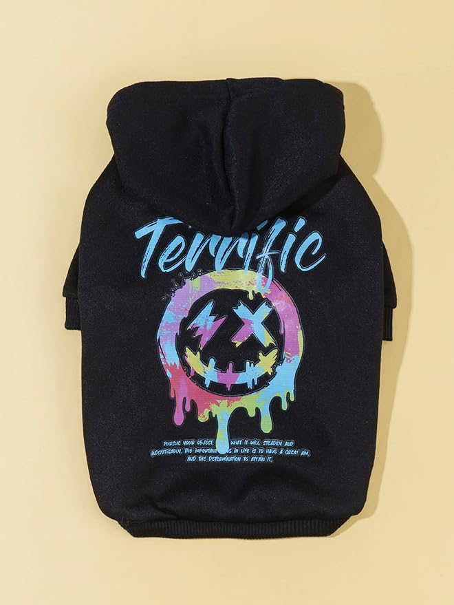 QWINEE Dog Hoodie Shirt Sweatshirt - Stylish Clothes for Cat Kitten Puppy Small Medium Large Dogs - Black X-Small