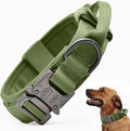 Tactical Dog Collar, Adjustable Military Training Nylon Dog Collar with Control Handle and Heavy Quick-Release Metal Buckle for Small Medium Large Dogs, Green S
