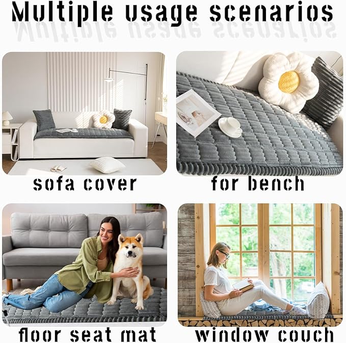 Sofa Cover Fuzzy Couch Cover for Pet, Couch Covers for Dogs Washable Non-Slip Sofa Slipcover Cushion Protector Pets Friendly Mat Bed Brown