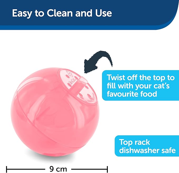 PetSafe SlimCat Interactive Feeder - Combines Play with Mealtime - Adjustable Portions - BPA-Free Plastic - Slow Feeder for Digestion - Lightweight, Dishwasher-Safe Toy - Pink