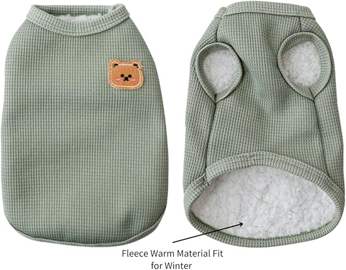 Fleece Cotton Winter Dog Tee Shirt - Soft, Breathable, Stretchy & Lightweight for Medium, Small Dogs