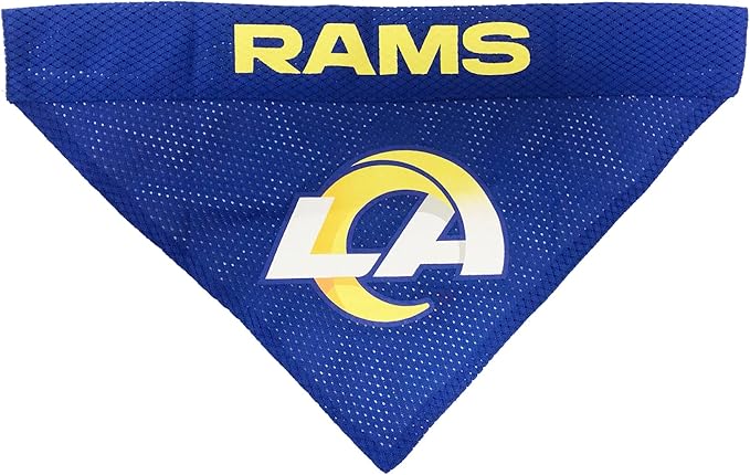 Pets First NFL DOG BANDANA - LOS ANGELES RAMS REVERSIBLE PET BANDANA. 2 Sided Sports Bandana with a PREMIUM Embroidery TEAM LOGO, Small/Medium. - 2 Sizes & 32 NFL Teams available